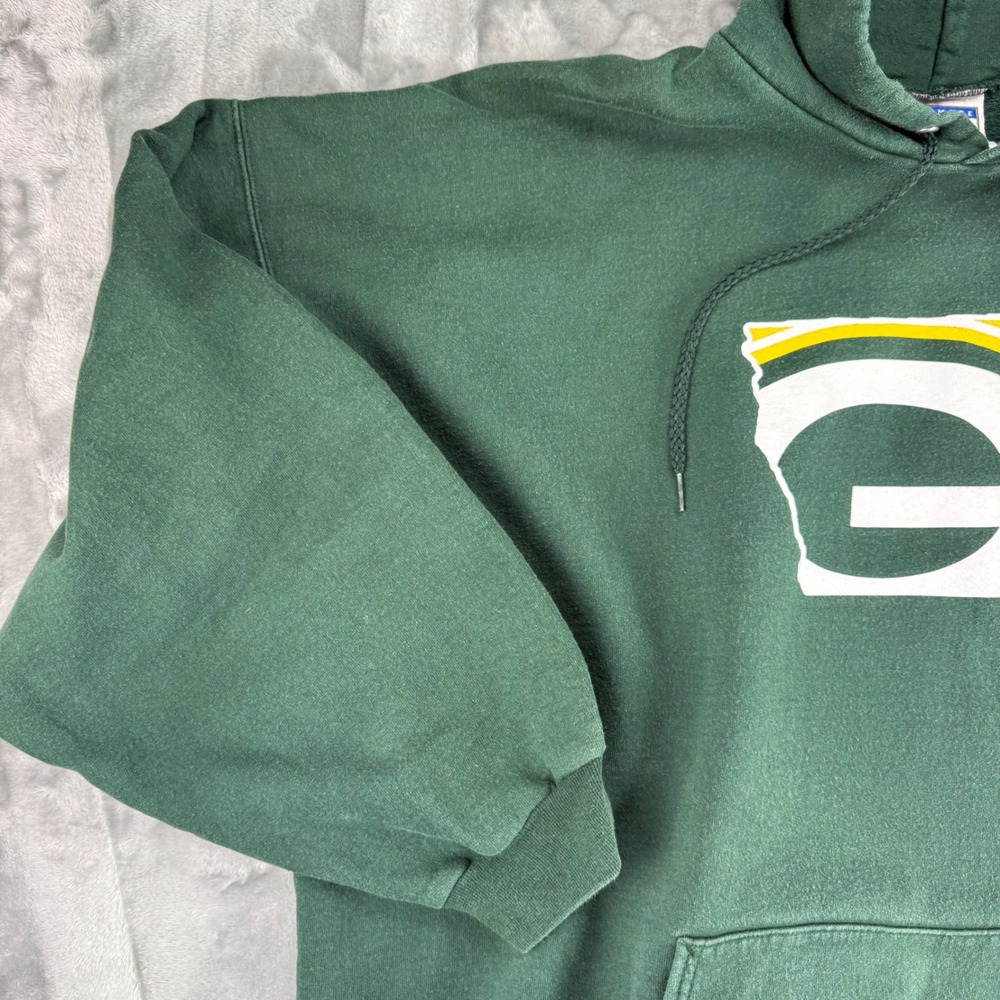 Vintage Hanes Ultimate Cotton Green Bay Packers Hoodie Mens 3XL Green Sweatshirt - Picture 9 of 16